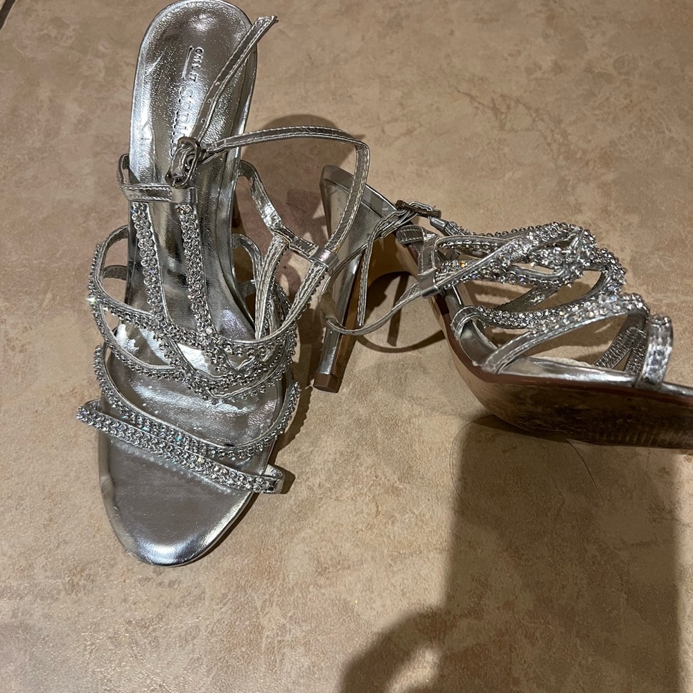 Macy's Silver Strappy Heels